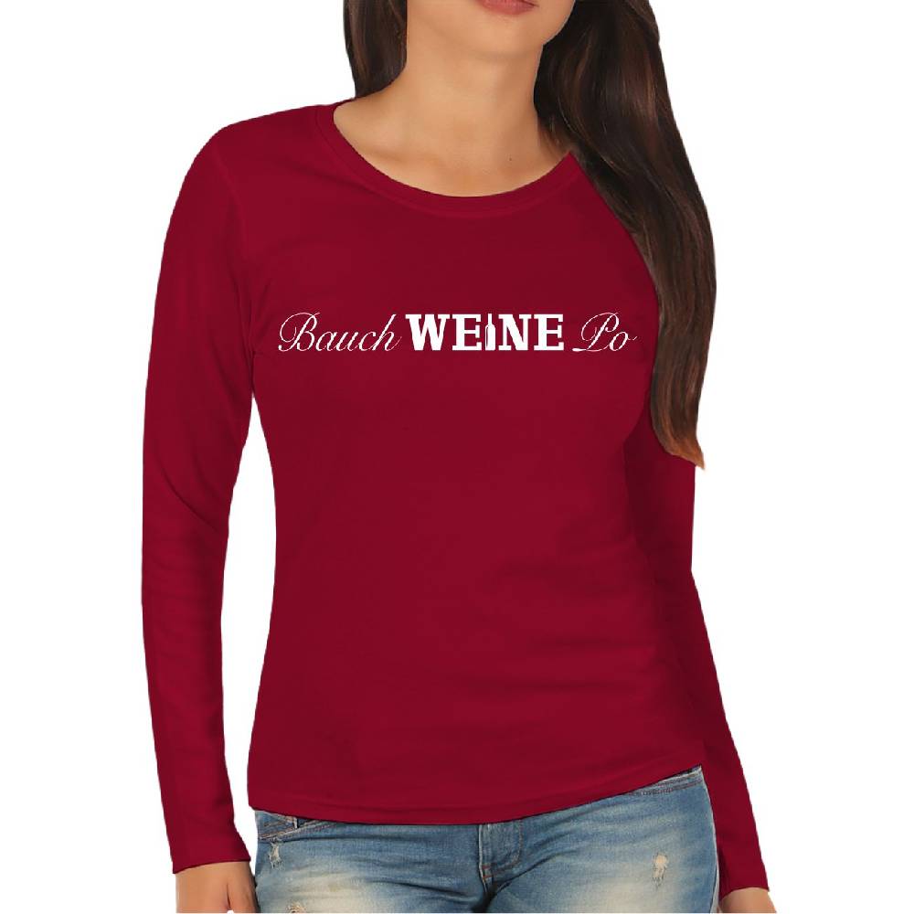 Spass Kostet Damen Langarmshirt Longsleeve Bauch WEINE Po