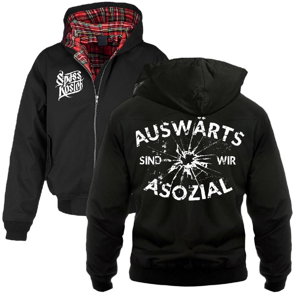 Spass Kostet Harrington Jacke mit Kapuze Auswärts sind wir Asozial