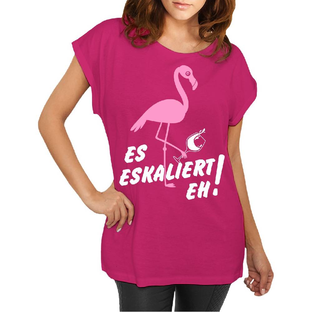 Spass Kostet Longshirt Damen weit geschnitten Flamingo Es Eskaliert eh