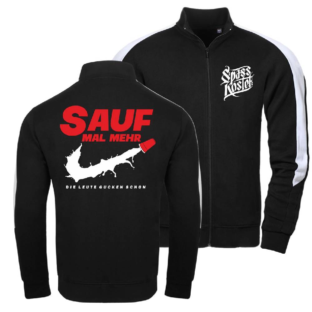 Spass Kostet Männer Trainingsjacke mit Streifen Sauf mal mehr die Leute gucken schon Kostenloser Versand