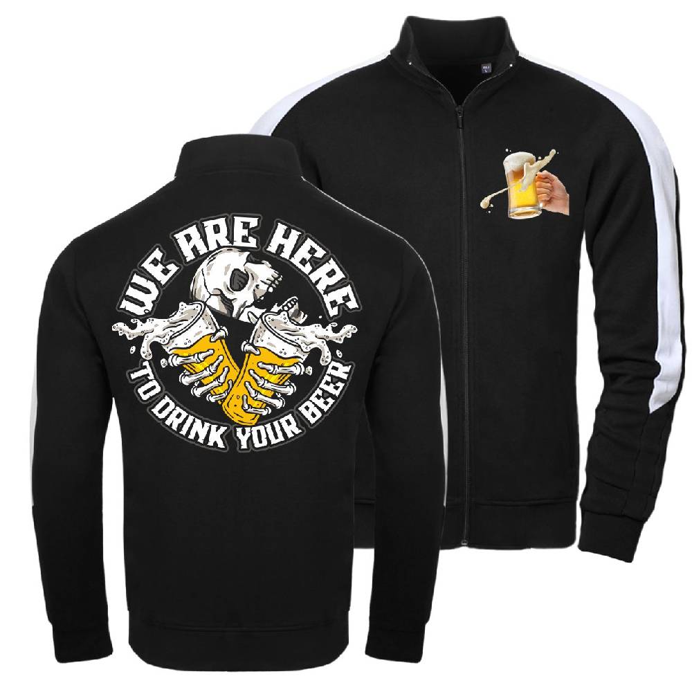 Spass Kostet Männer Trainingsjacke mit Streifen We are here to DRINK your BEER Black Friday
