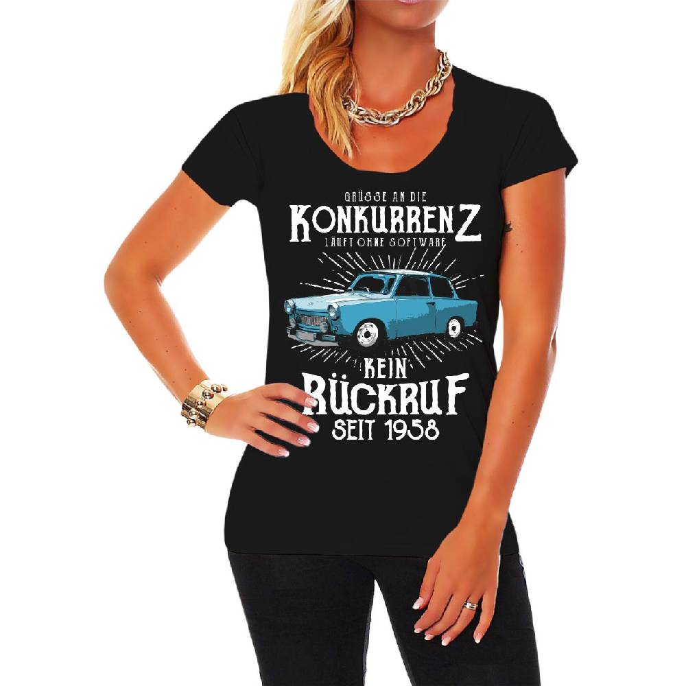 Spass Kostet Frauen T-Shirt DDR Grüße an die Konkurrenz KEIN RÜCKRUF Preisnachlass