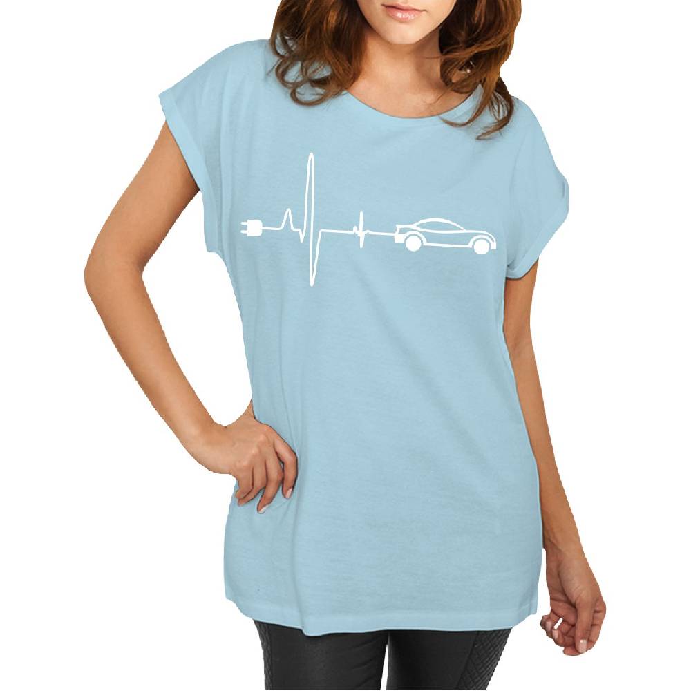 Spass Kostet Longshirt Damen weit geschnitten Herzschlag E-Auto Outlet