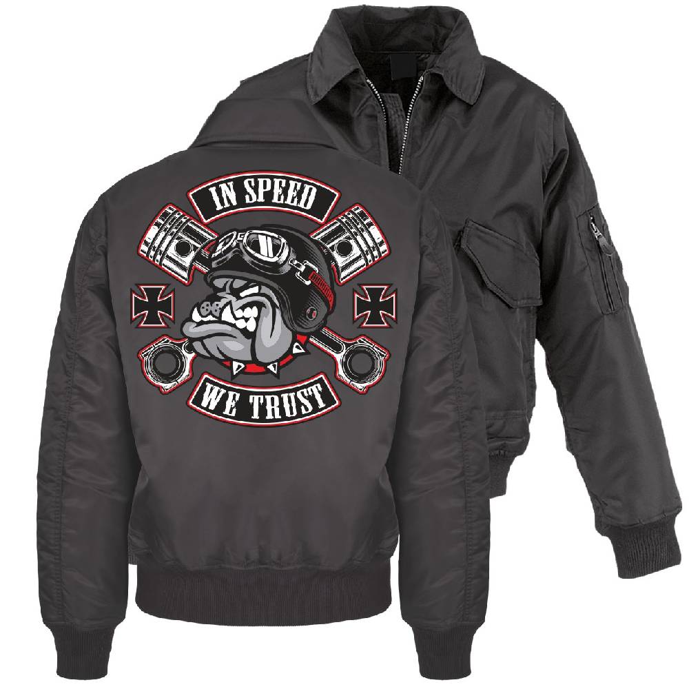 Spass Kostet CWU Bomberjacke mit Kragen In Speed we Trust Rockn Roll Letzte 3 Tage