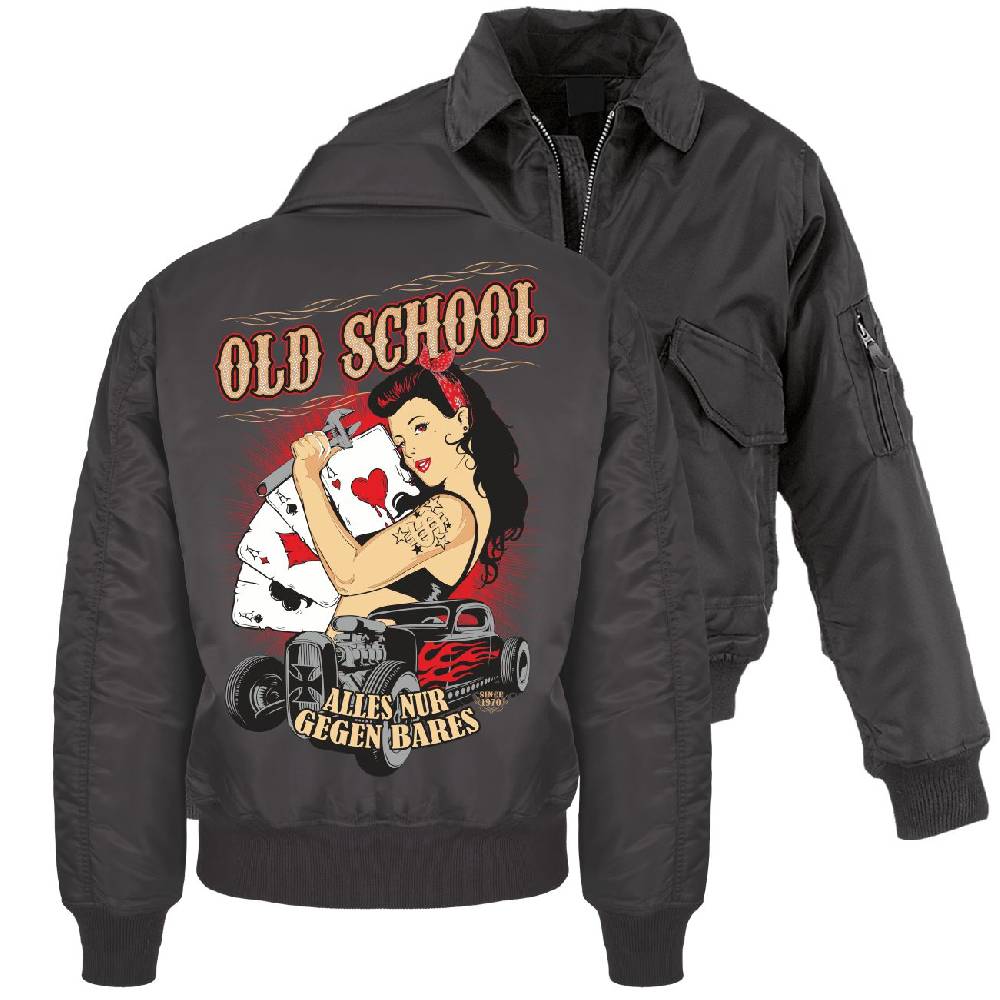 Spass Kostet CWU Bomberjacke mit Kragen Oldschool Rockn Roll Bis zu 65% Rabatt