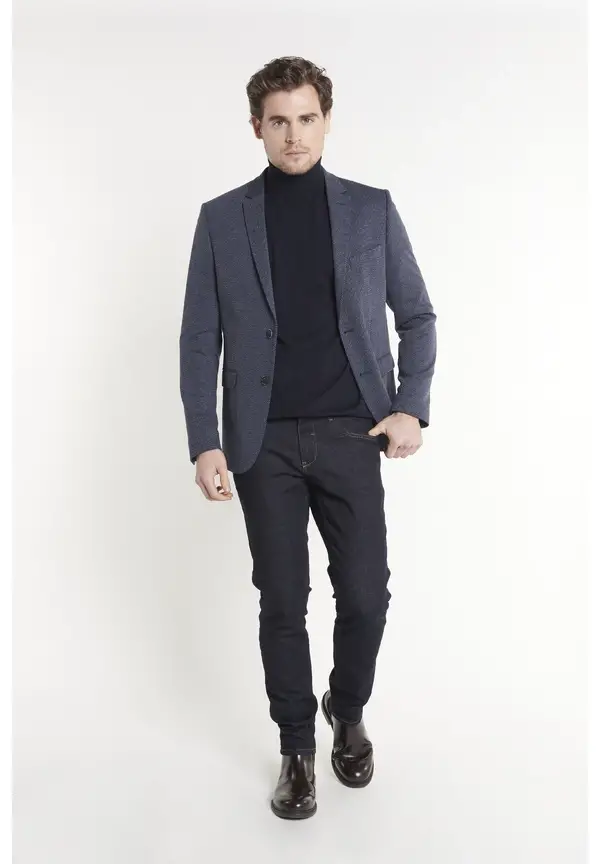 Steffen Klein Sakko 2-farbig Slim Fit in Marine Online Outlet