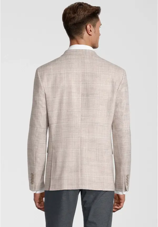 Steffen Klein Kariertes Sakko Slim Fit in beige Kauf eins, bekomm eins gratis