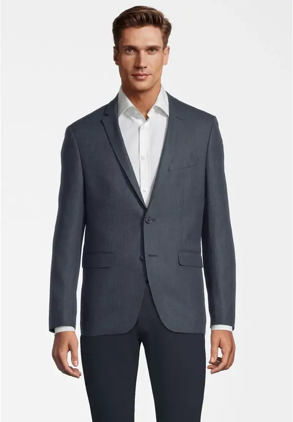 Steffen Klein Sakko Fil a Fil Slim Fit in Marine