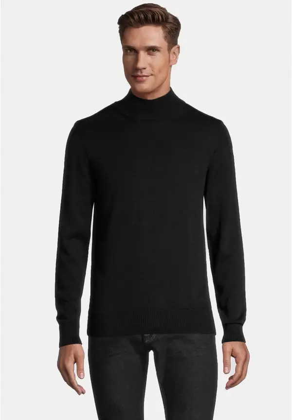 Steffen Klein Pullover Stehbund Baumwoll Mix in schwarz