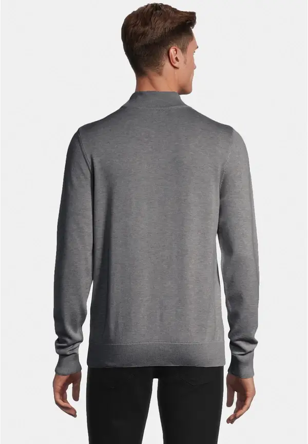 Steffen Klein Pullover Stehbund Baumwoll Mix in grau melange Nur für heute