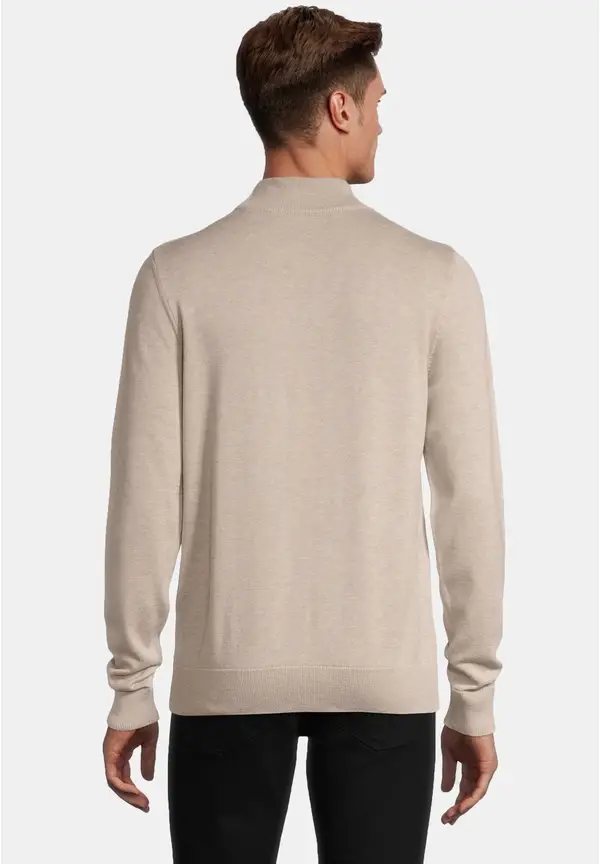 Steffen Klein Pullover Stehbund Baumwoll Mix in beige melange Sonderangebot der Fabrik