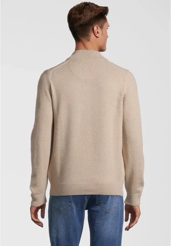 Steffen Klein Pullover Troyer Soft Touch in beige Super Rabatt