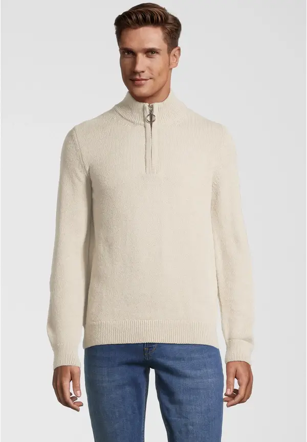 Steffen Klein Pullover Troyer Soft Touch in creme