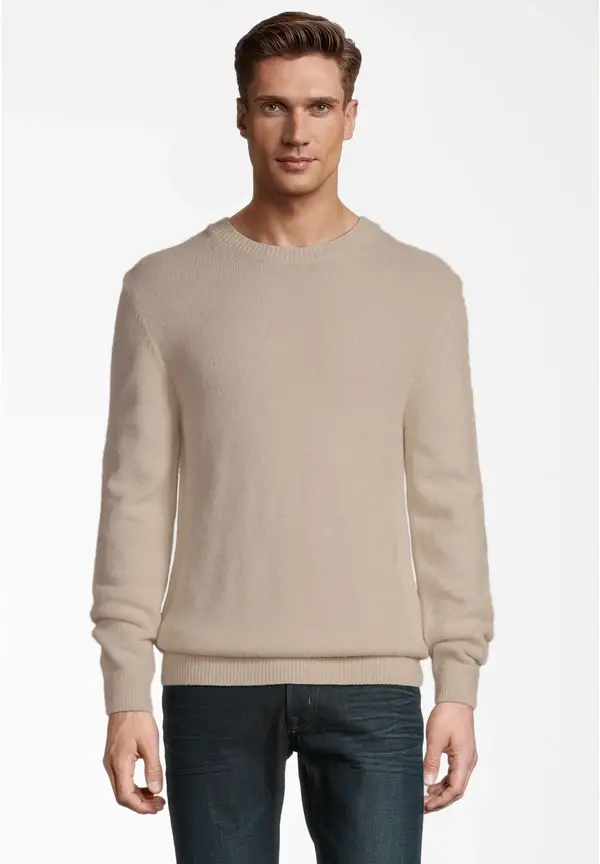 Steffen Klein Rundhals Soft Touch in beige Kostenloser Versand international