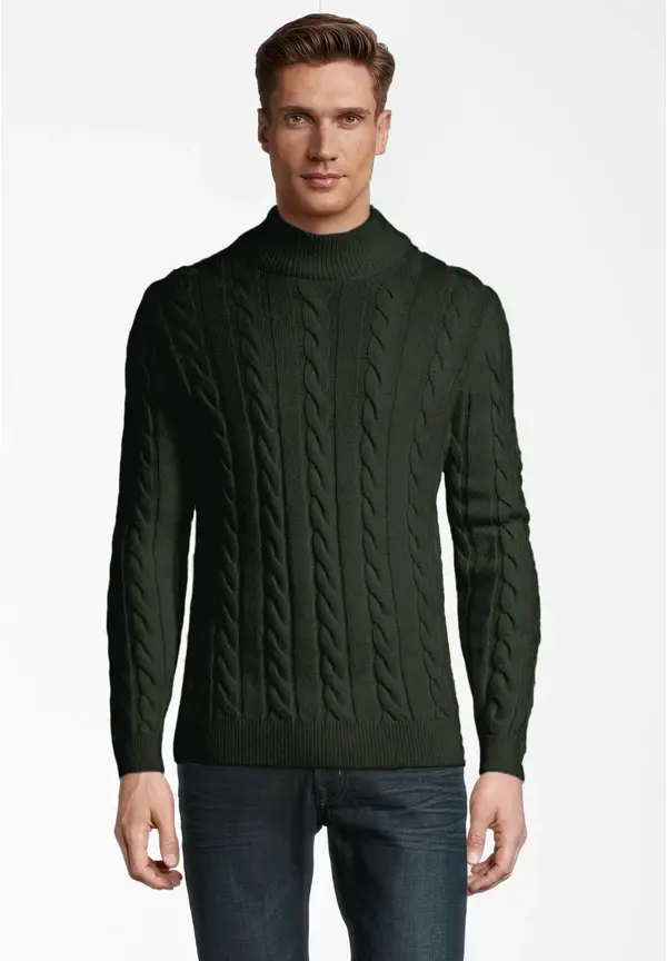 Steffen Klein Pullover Zopfmuster Soft Touch in khaki