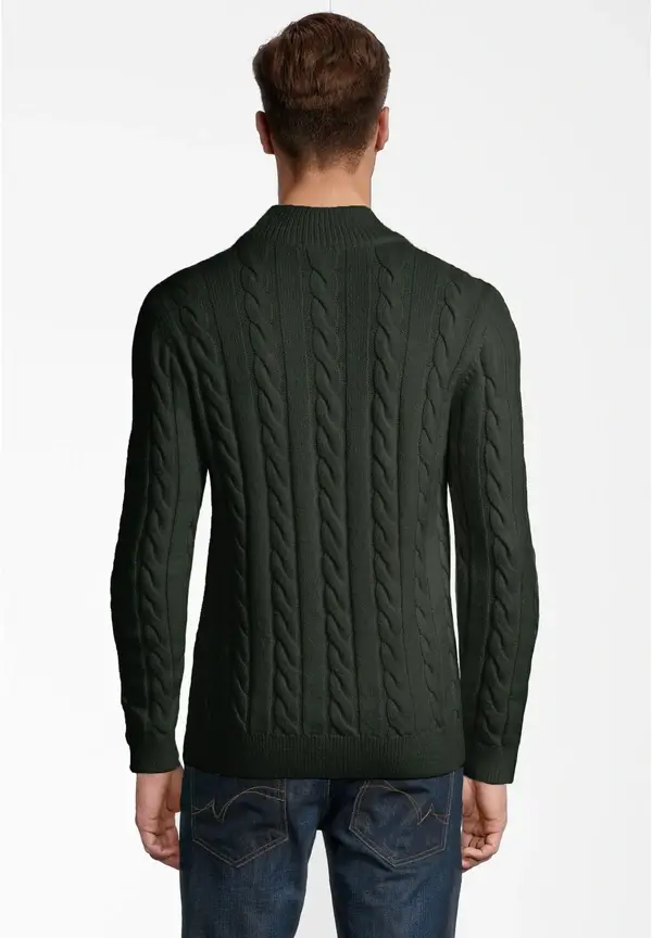 Steffen Klein Pullover Zopfmuster Soft Touch in khaki Fabrikladen