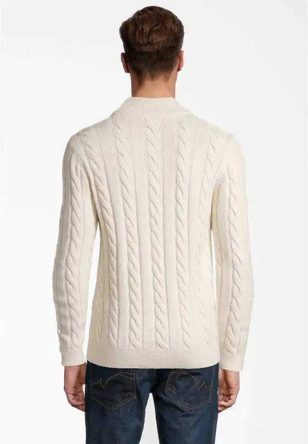 Steffen Klein Pullover Zopfmuster Soft Touch in creme Begrenzt auf 3 Tage