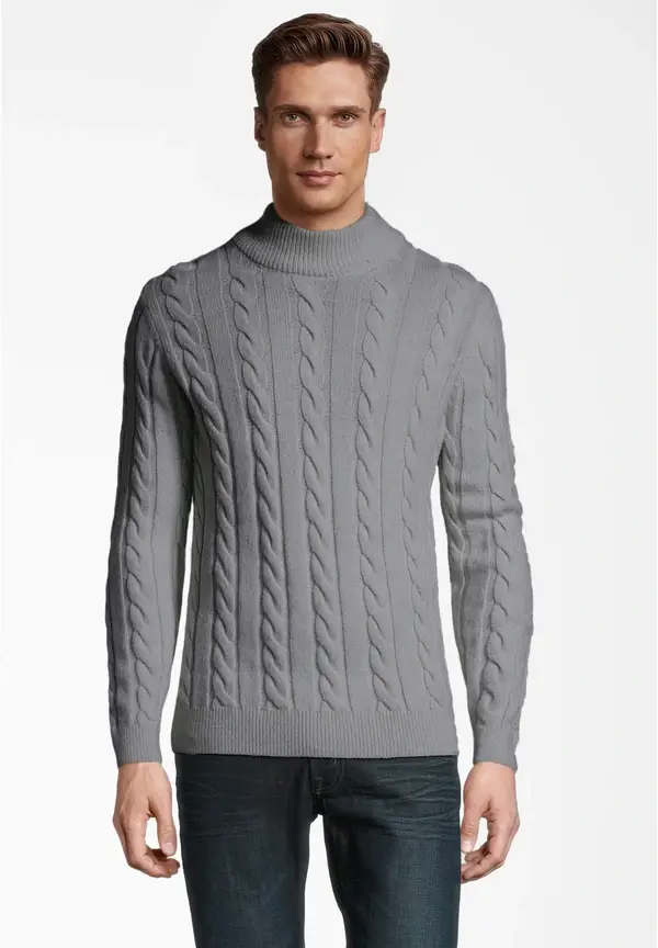 Steffen Klein Pullover Zopfmuster Soft Touch in grau