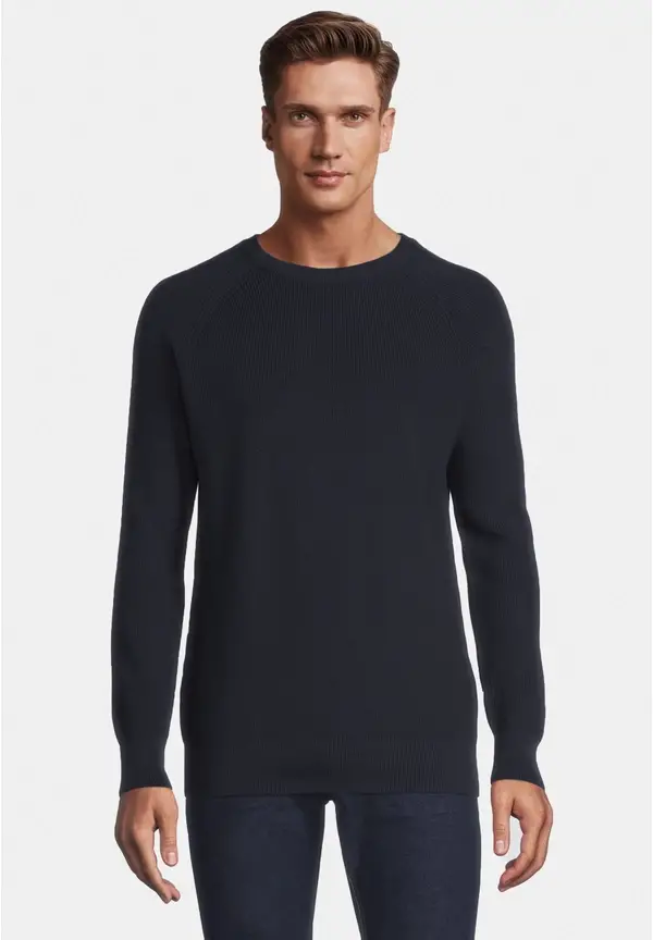 Steffen Klein Pullover Raglan Baumwoll Mix in Marine
