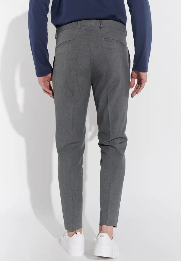Steffen Klein Anzughose Schmal Slim Fit Knöchellang in Grau melange Fabrik Onlineshop