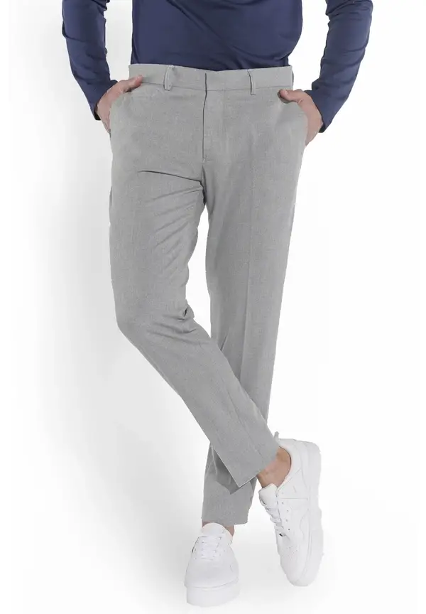 Steffen Klein Anzughose Schmal Slim Fit Knöchellang in Hellgrau