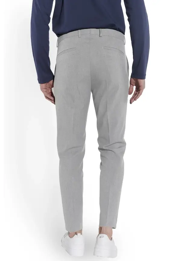 Steffen Klein Anzughose Schmal Slim Fit Knöchellang in Hellgrau Fabrikpreis