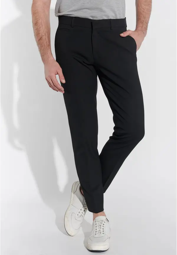 Steffen Klein Anzughose Schmal Slim Fit Knöchellang in Schwarz
