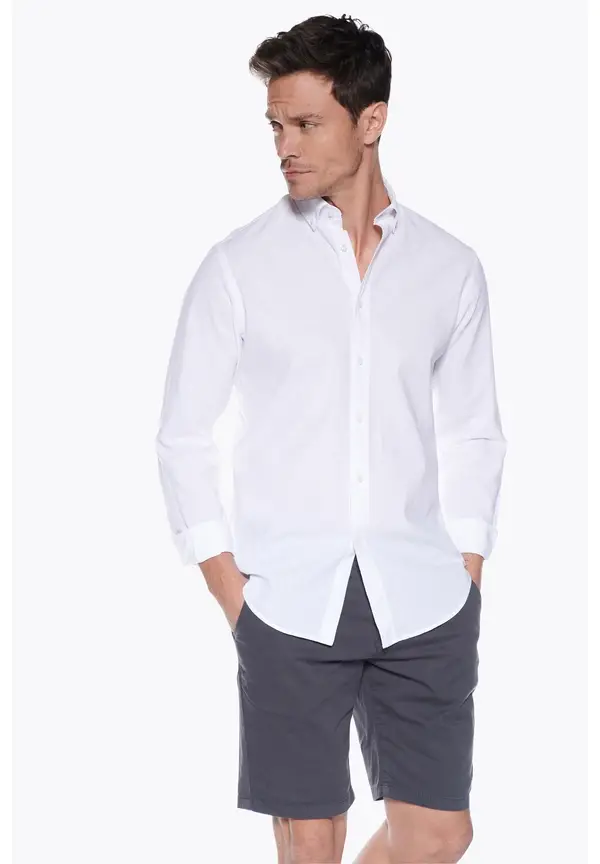 Steffen Klein Leinen-Hemd Slim Fit in Weiss