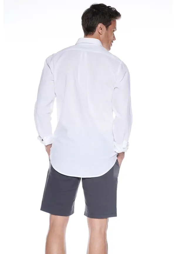 Steffen Klein Leinen-Hemd Slim Fit in Weiss Online Shopping