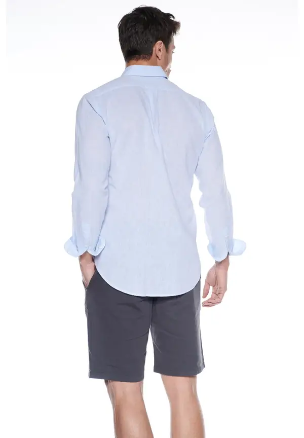 Steffen Klein Leinen-Hemd Slim Fit in Blau Exklusivangebot