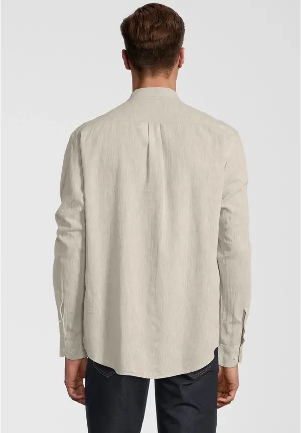 Steffen Klein Hemd Stehbund Leinen-Mix in beige Jubiläumsangebot