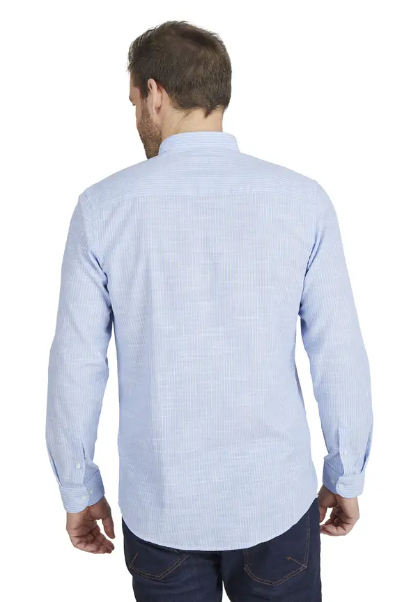 Steffen Klein Hemd in Leinen-Optik in Hellblau Online Outlet