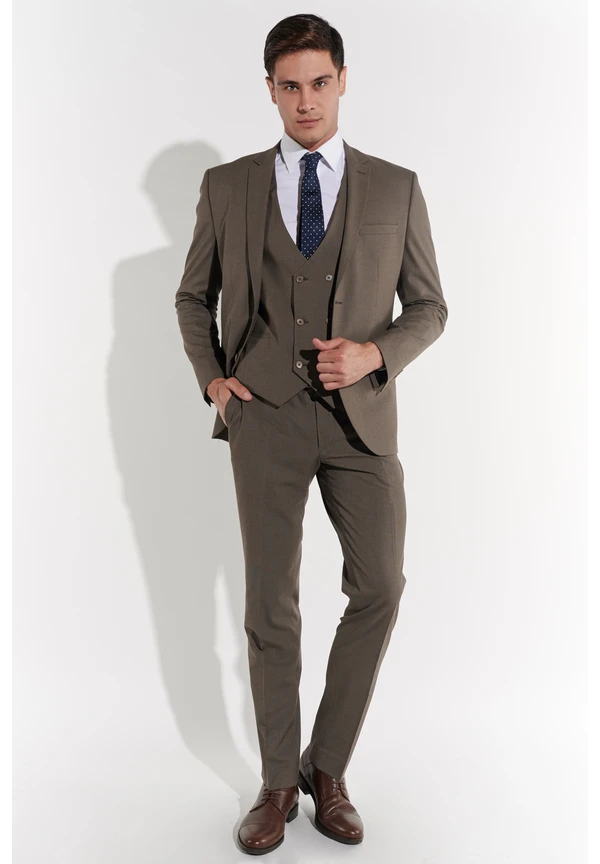 Steffen Klein Business Anzug 3-teilig in Taupe