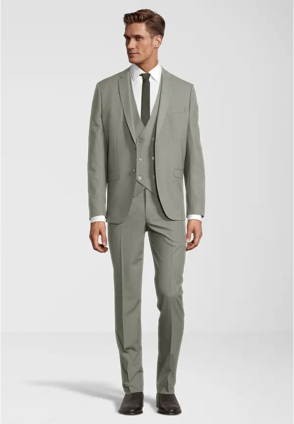 Steffen Klein Business Anzug 3-teilig Dreiteiler mit Weste in khaki Neueste Stile