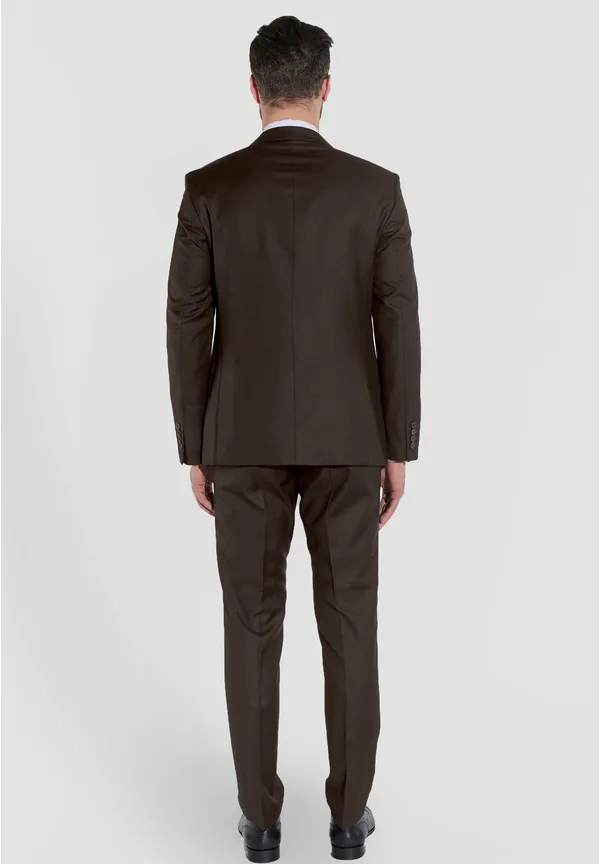 Steffen Klein Designer Anzug Slim Fit in Braun Letzte 2 Tage