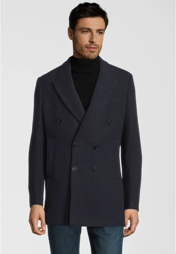 Steffen Klein Wolljacke zweireihig in Marine