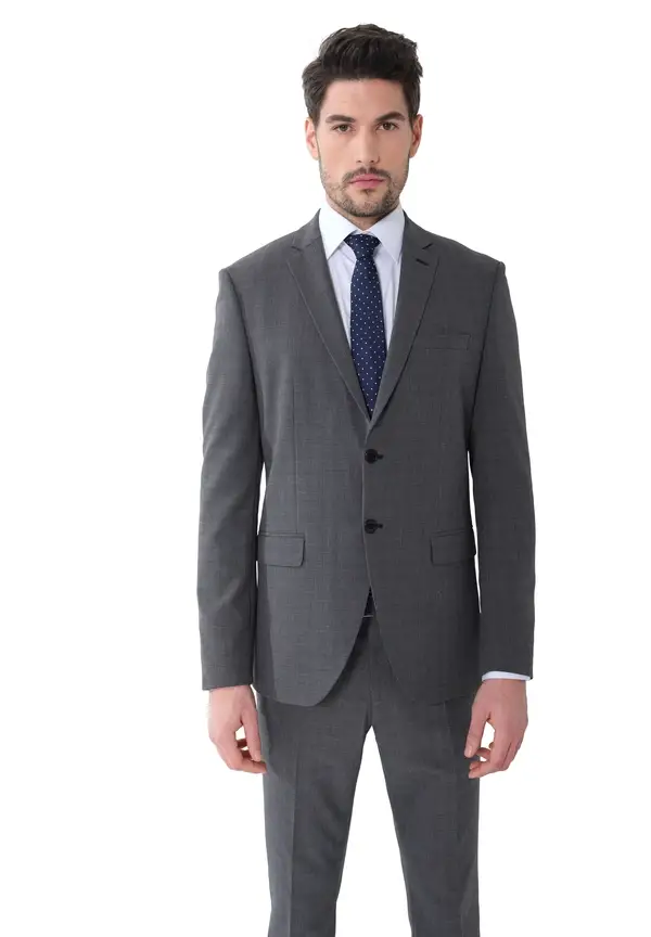 Steffen Klein Business Anzug Slim Fit 2-Teilig Kariert in grau kariert