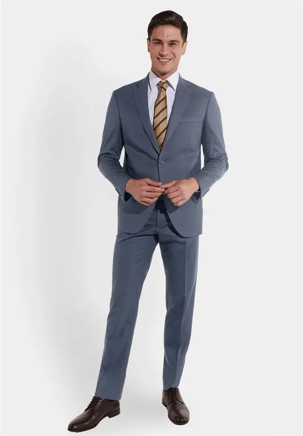 Steffen Klein Anzug Regular Fit elastisch in Dove blue im Angebot