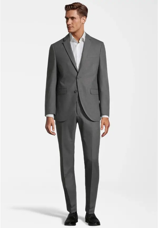 Steffen Klein Anzug Slim Fit elastisch in grau melange
