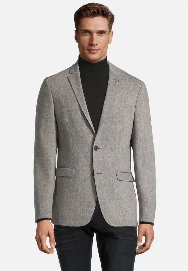 Steffen Klein Sakko Wolle Tweed in grau
