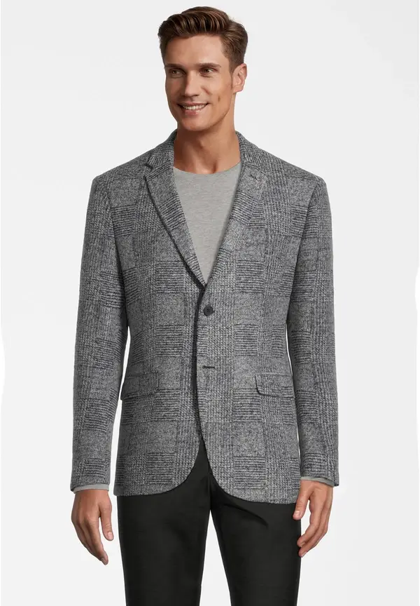 Steffen Klein Jersey-Sakko Glencheck in grau-schwarz Online Shopping