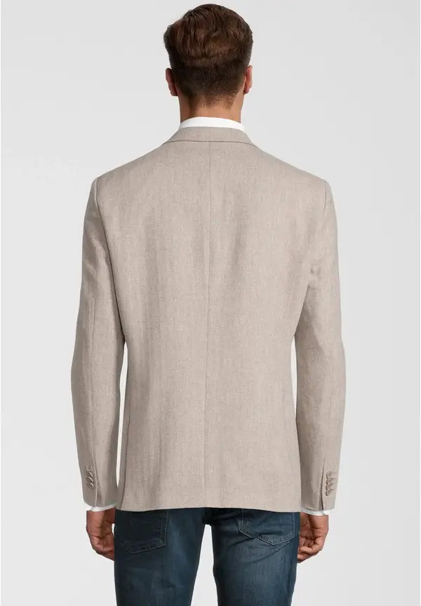 Steffen Klein Sakko Fischgrat Wolle in Beige Black Friday