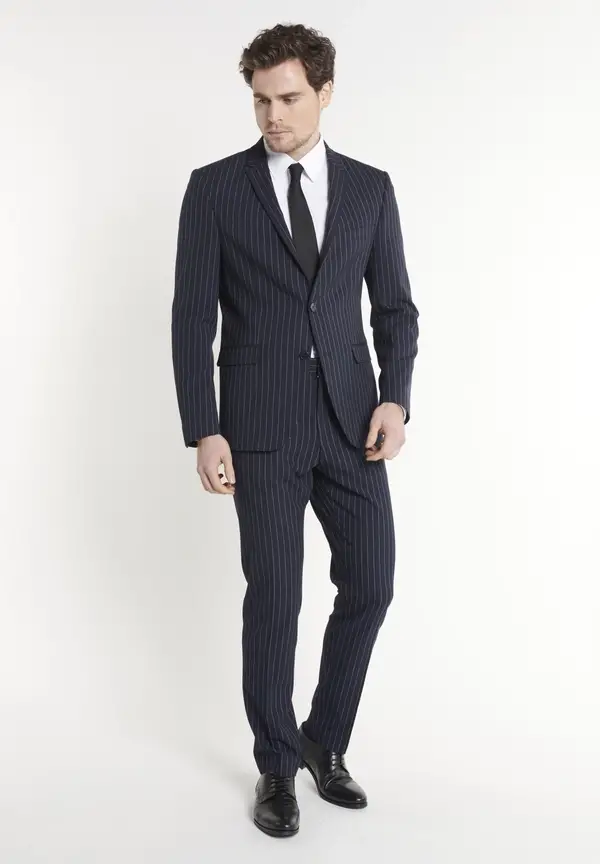 Steffen Klein Anzug Slim Fit Nadelstreifen in Marine