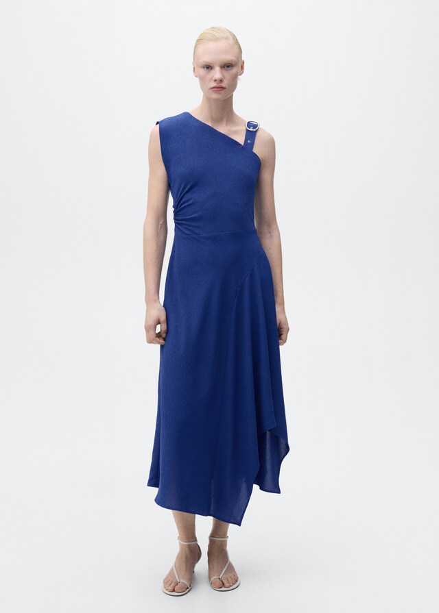 ﻿Mango Asymmetrisches Kleid mit Schnalle am Träger Heißer Verkauf