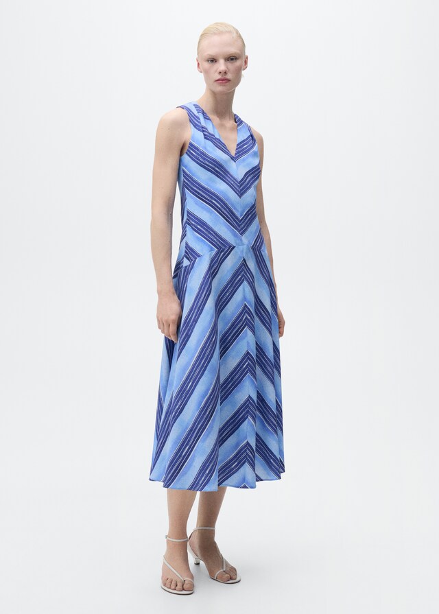 Mango Ausgestelltes Kleid mit Streifen Top Angebot