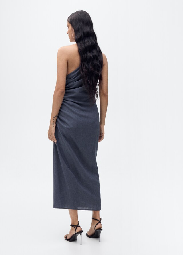 Mango Asymmetrisches Kleid mit gerafften Details Neueste Mode