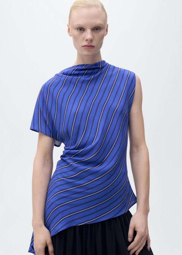 Mango Asymmetrische Bluse mit Streifenmuster