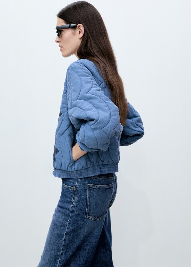 Mango Steppjacke mit Blumenstickerei