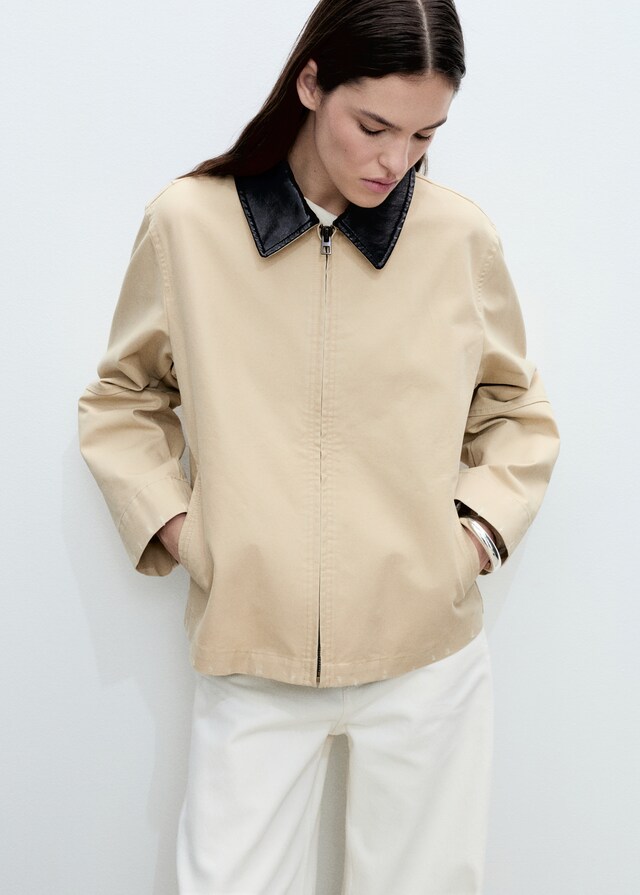 Mango Baumwolljacke mit Kontrastkragen