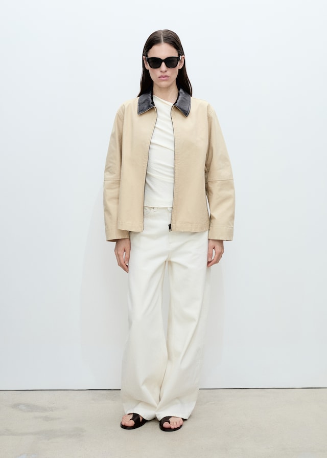 Mango Baumwolljacke mit Kontrastkragen Super Sparpreis
